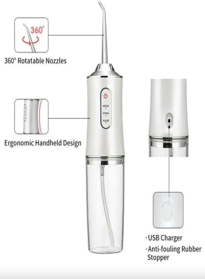 HEEJ Portable Oral Irrigator, Rechargeable Water Flosser with 3 Modes, 300ml Tank, USB Charging, Multiple Tips for Teeth and Braces, White/Pink/Green - Image 4